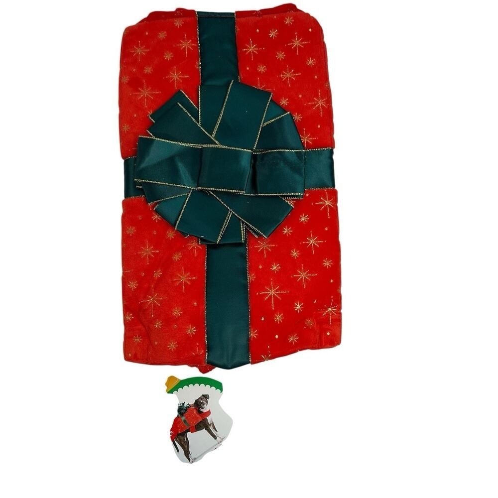 Merry Bright M Medium Dog Cat Costume Christmas Present Holiday Apparel Red Bow‎
